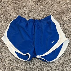 Nike Women's Royal Blue and White Athletic Shorts